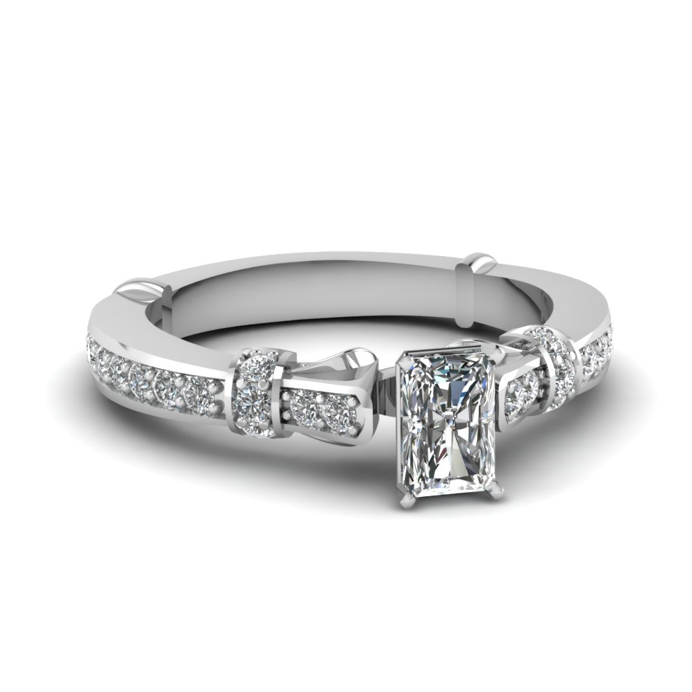 radiant cut antique high set diamond ring in FDENS3318RAR NL WG