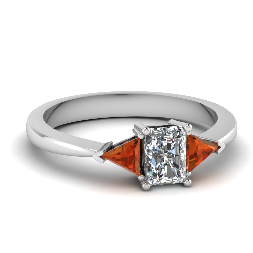 Tapered Trillion 3 Stone Radiant Cut Ring