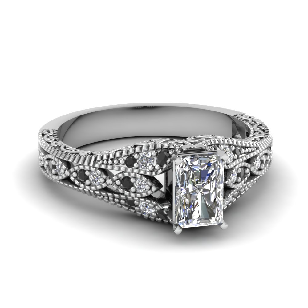 Black Diamond Antique Engagement Ring