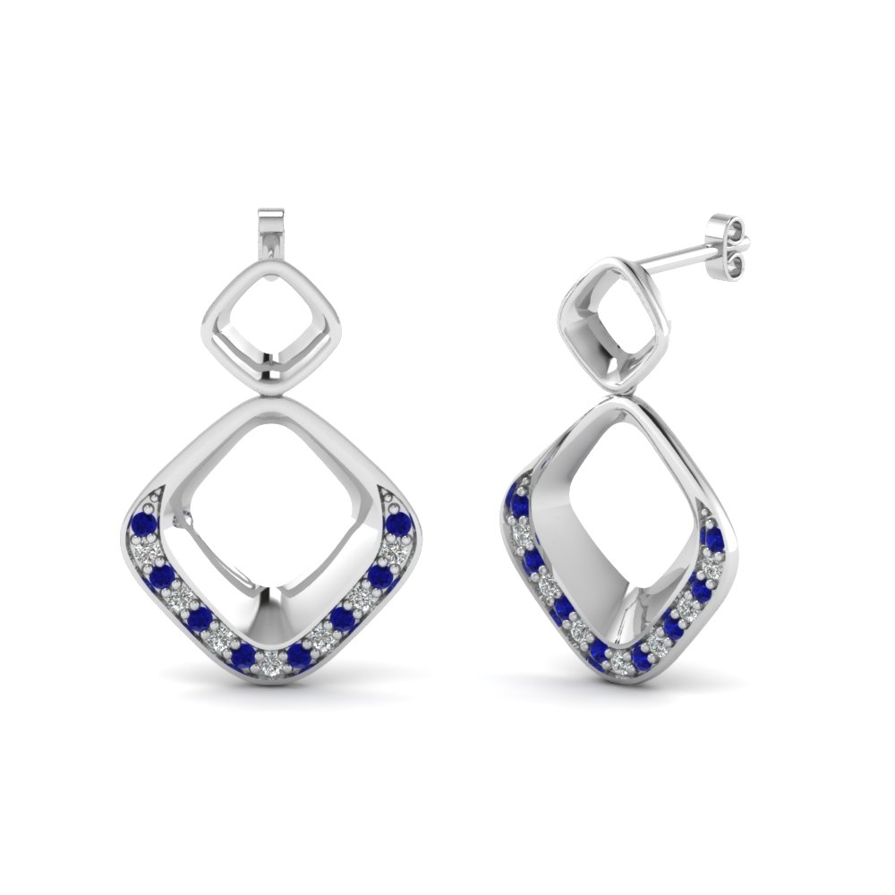 Cubic Style Platinum Dangle Earrings