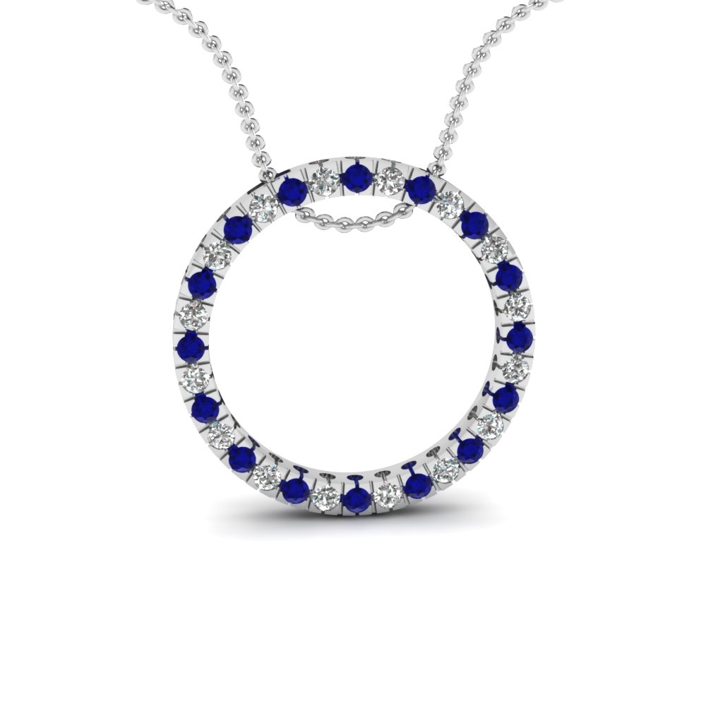  Floating Circular Pendant with Blue Sapphire 950 Platinum