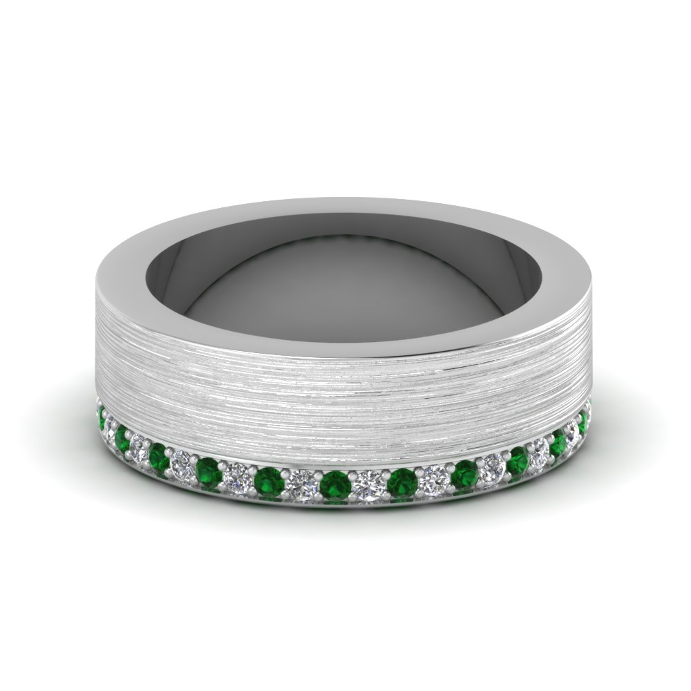 Mens Wedding Bands With Green Emerald