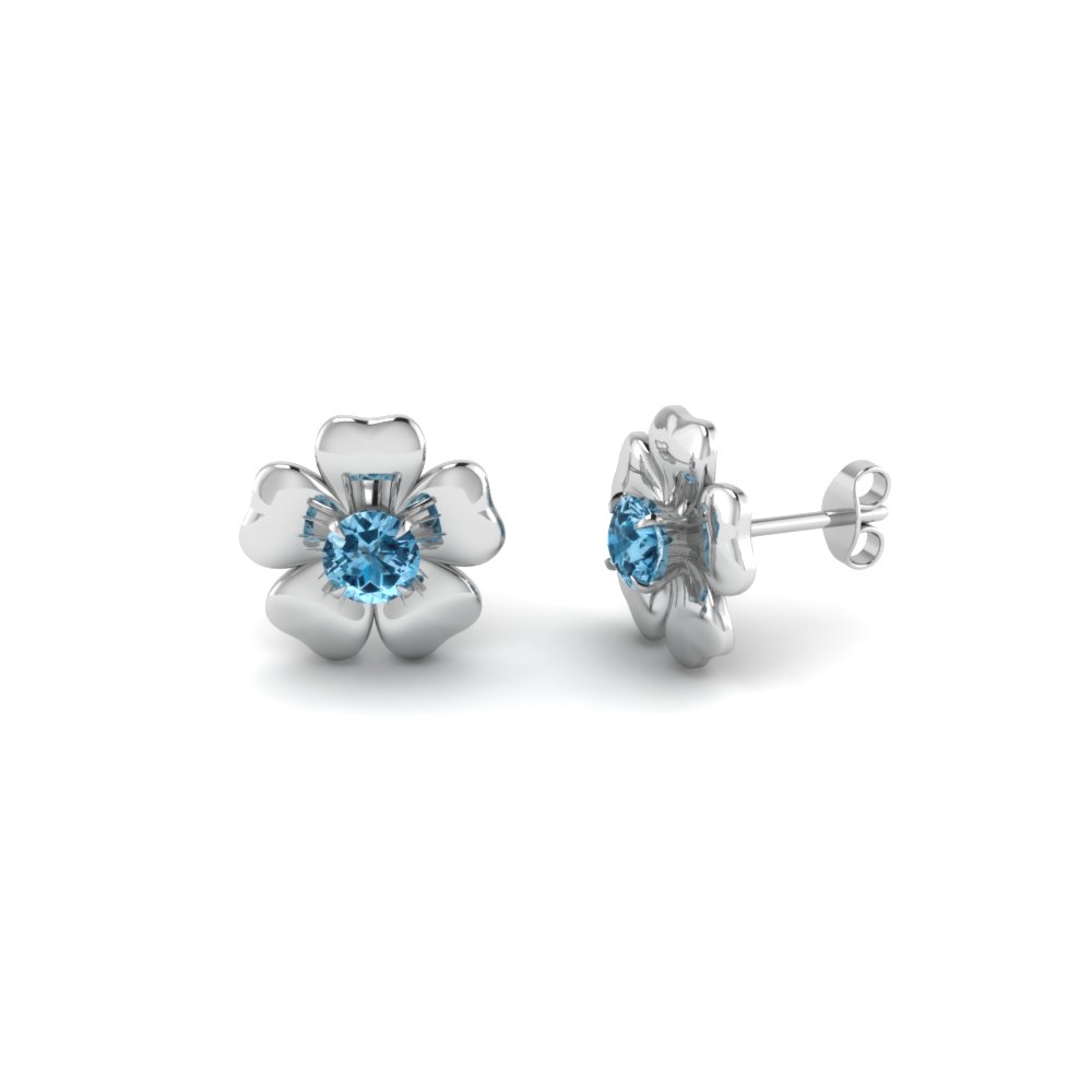 blue topaz flower earrings