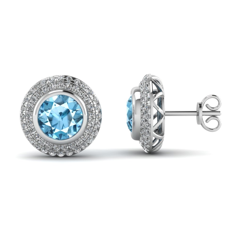 White Gold Halo Stud Earring