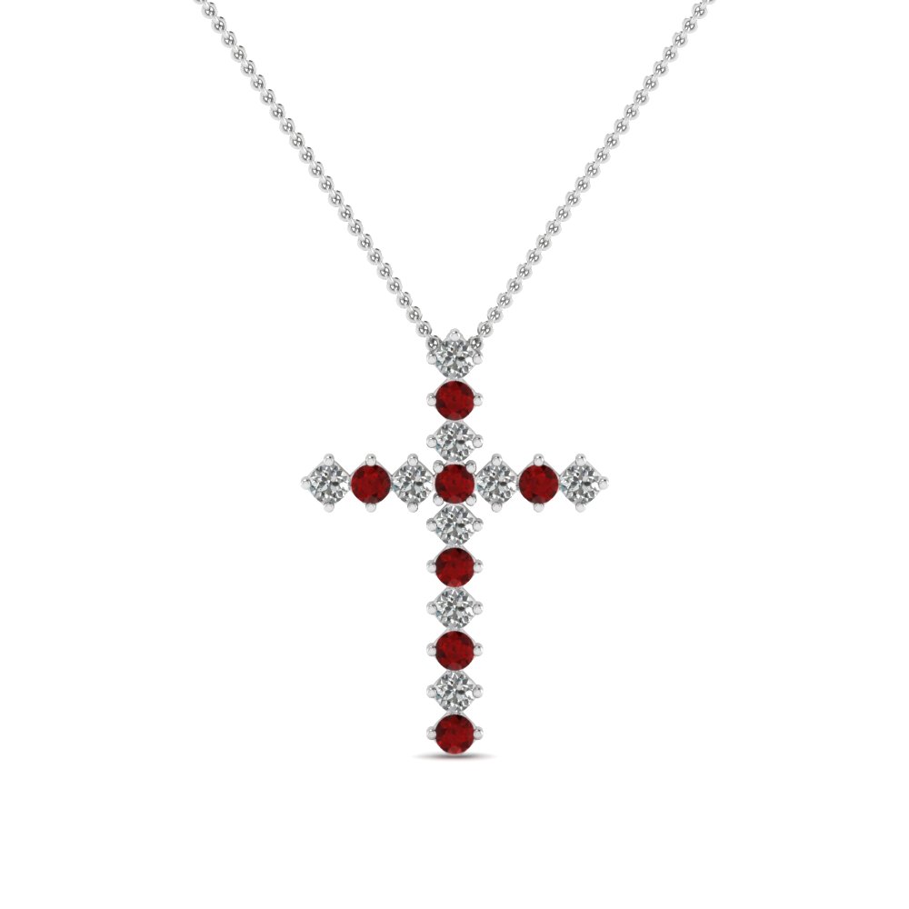 Ruby Prong Set Cross Pendant