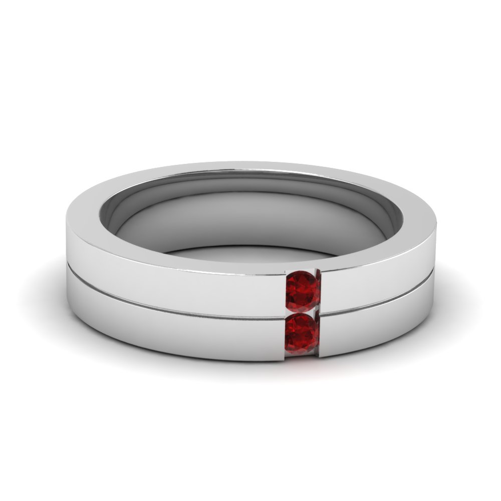 Mens 2 Stone Wedding Band