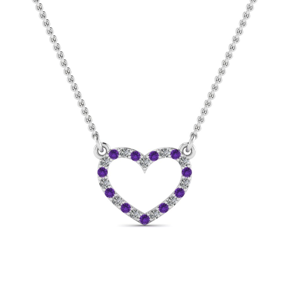 open heart diamond and purple topaz pendant in FDPD66415GVITO NL WG