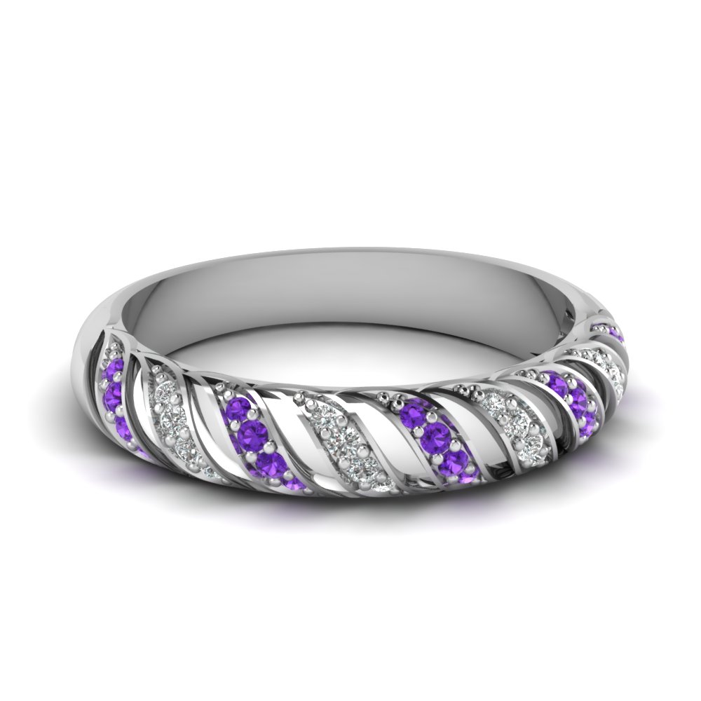Violet Topaz Rope Design Diamond Wedding Band In 14k White Gold Violet Topaz Rope Design Diamond Wedding Band In Fd67809bgvito Nl Wg