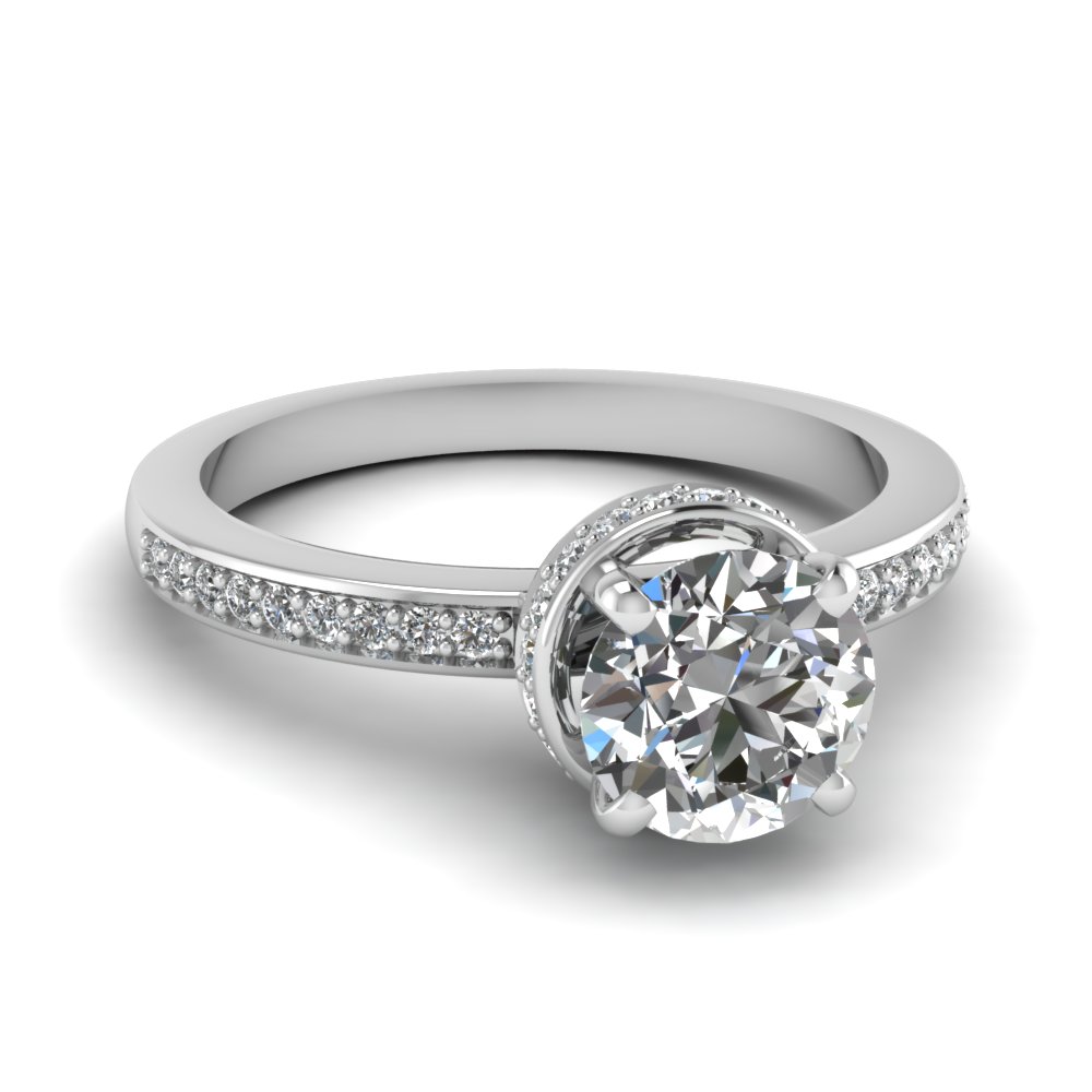 Pee Pave Crown Diamond Engagement Ring In 18k White Gold Pee Pave Crown Diamond Engagement Ring In Fdens3090ror Nl Wg