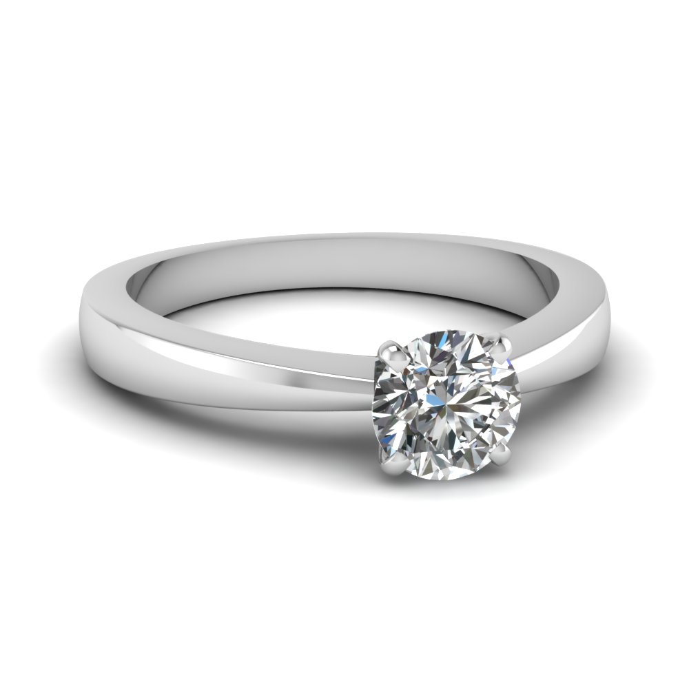 tapered traditional solitaire round cut engagement ring in FDENR1282ROR NL WG