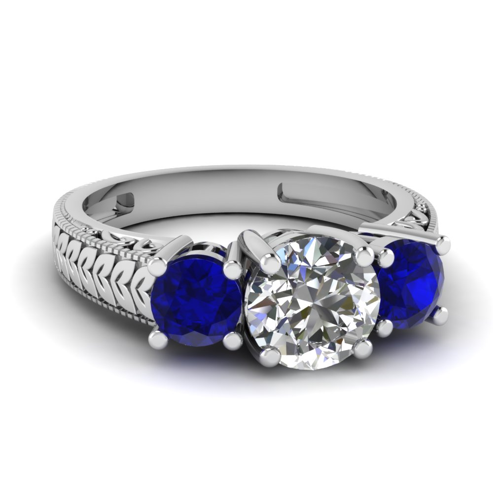 Sapphire Round Diamond Ring
