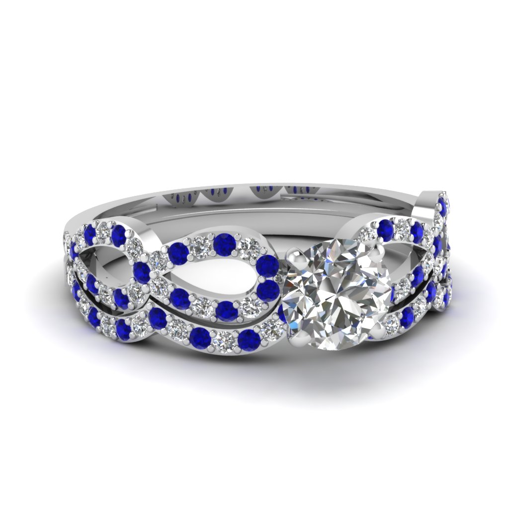 Infinity Loop Sapphire Wedding Set