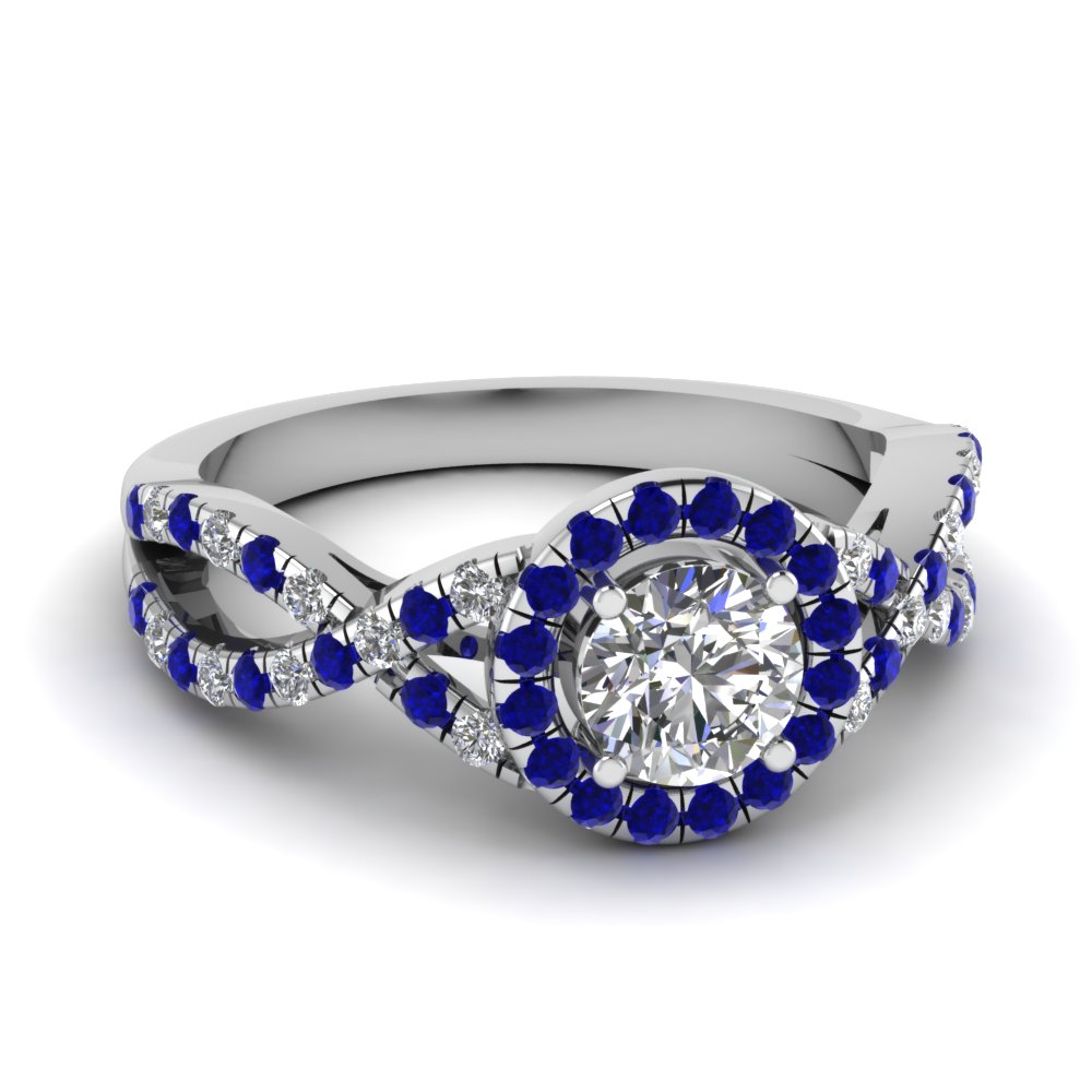 Infinity Round Sapphire Diamond Ring