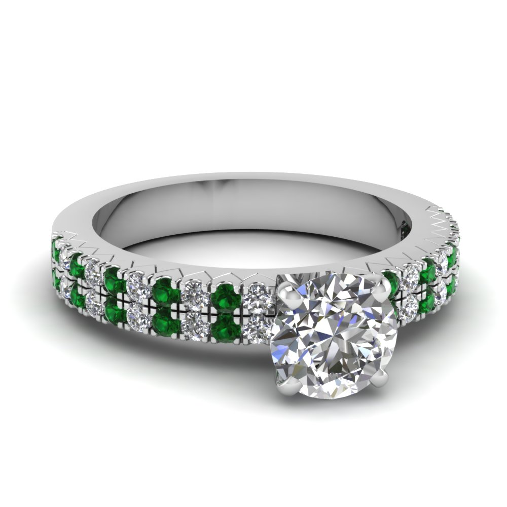 White Gold Round Diamond Engagement Wedding Ring With Green White Gold Round Diamond Engagement Wedding Ring