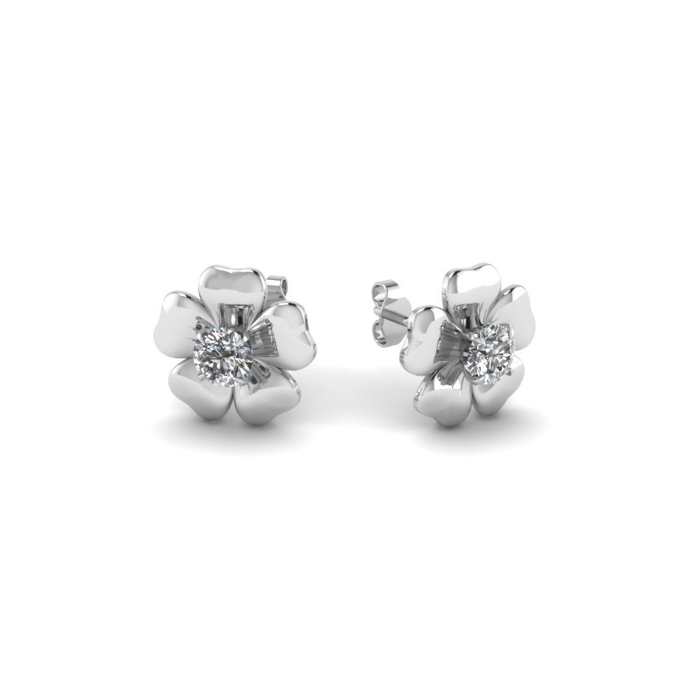 Silver Diamond Flower Stud Earring | Fascinating Diamonds
