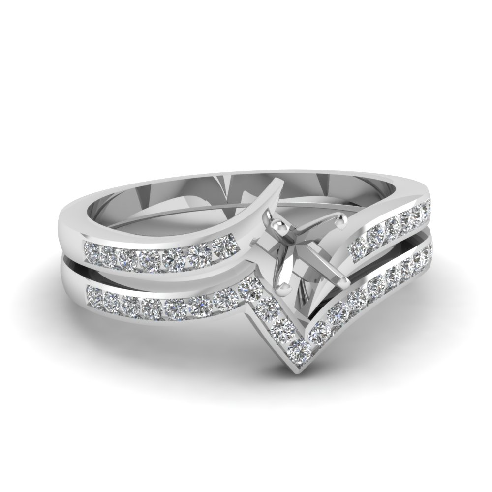 twist channel semi mount diamond wedding set in FDENS3094SM NL WG 30
