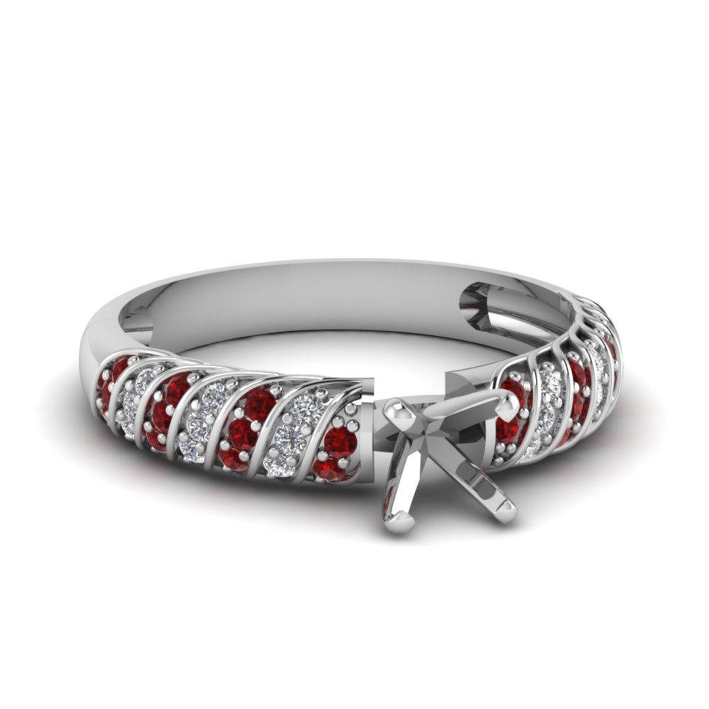 rope design semi mount diamond engagement ring with ruby in FDENS3048SMRGRUDR NL WG 30