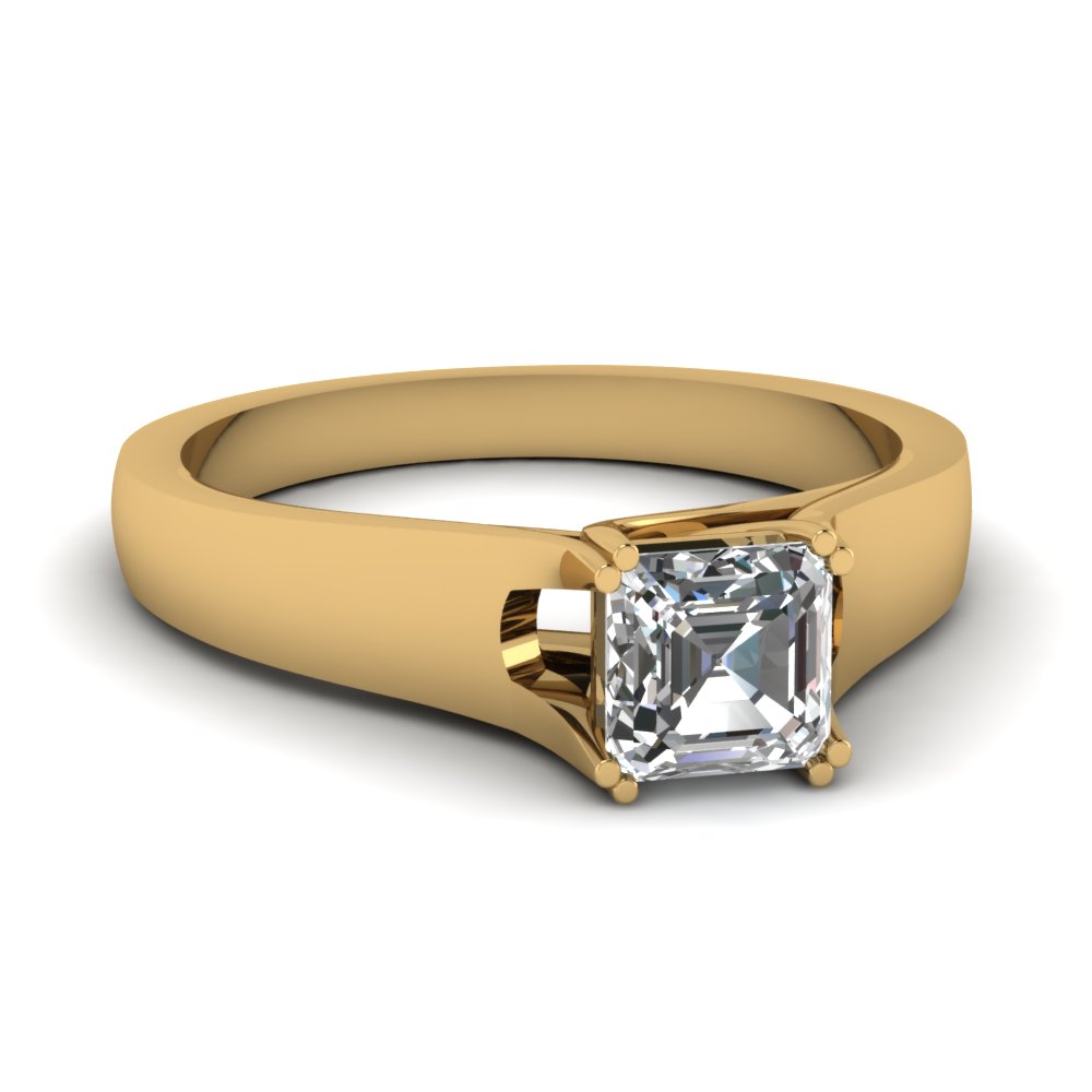Asscher Cut Tapered Trellis Solitaire Diamond Engagement  