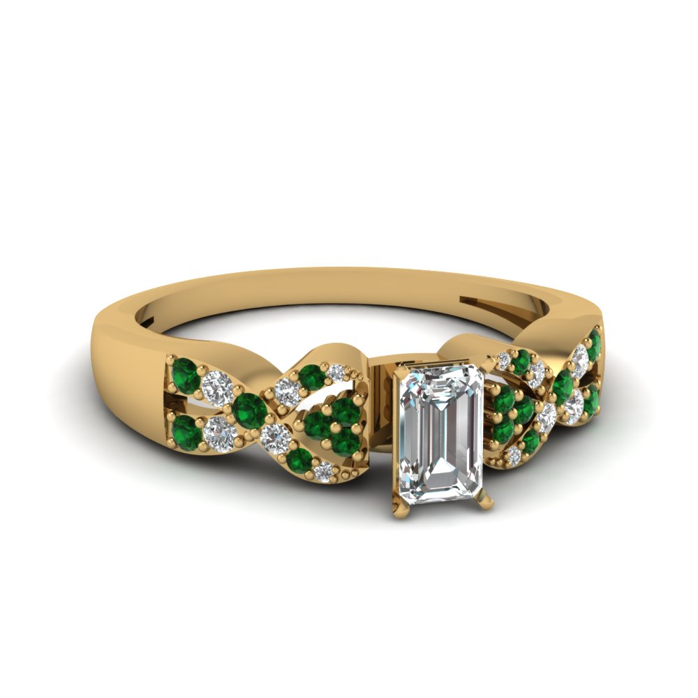 Intertwined Emerald Cut Diamond Ring