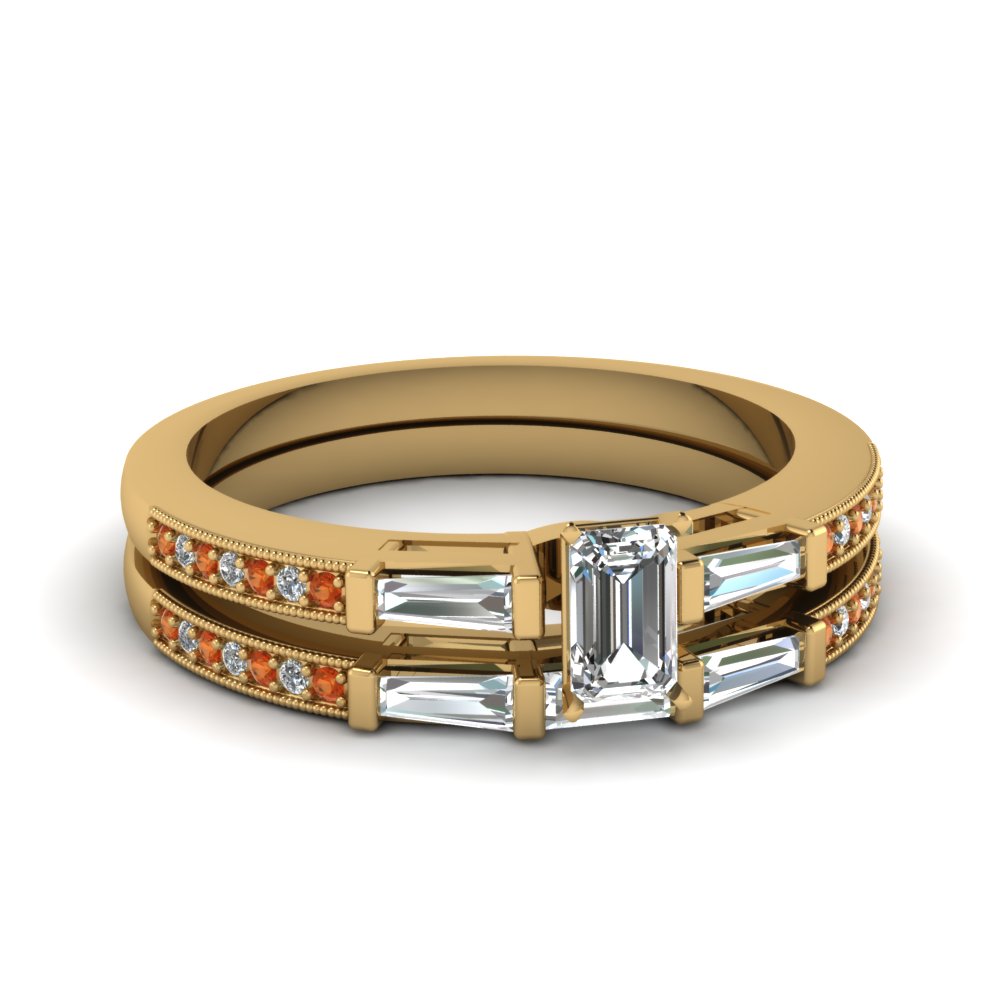 Emerald Cut Diamond Wedding Ring Set