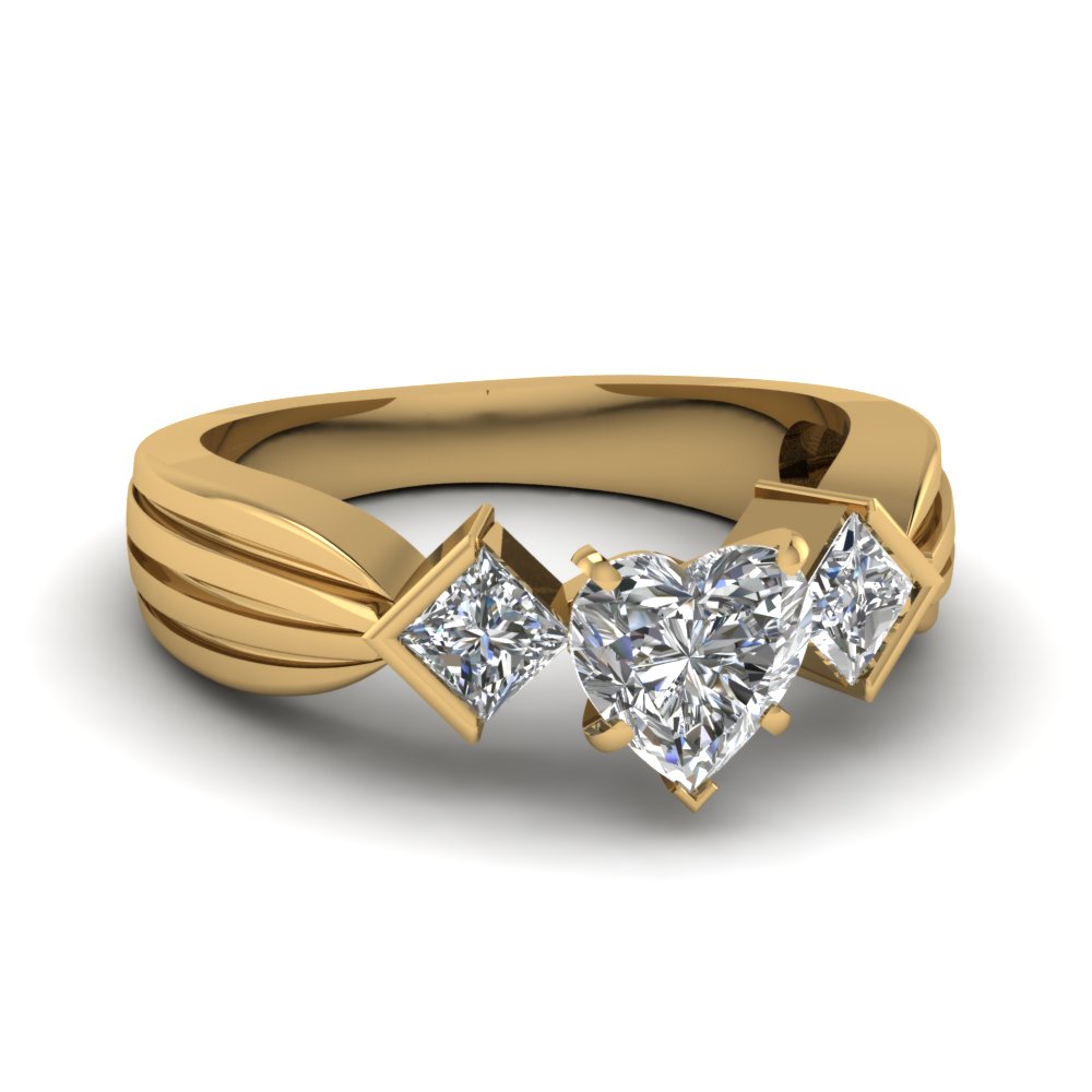 Heart 3 Stone Diamond Ring