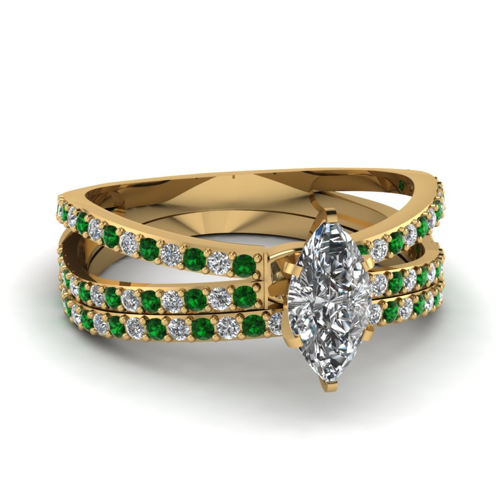 Marquise Shape Diamond Wedding Ring Set