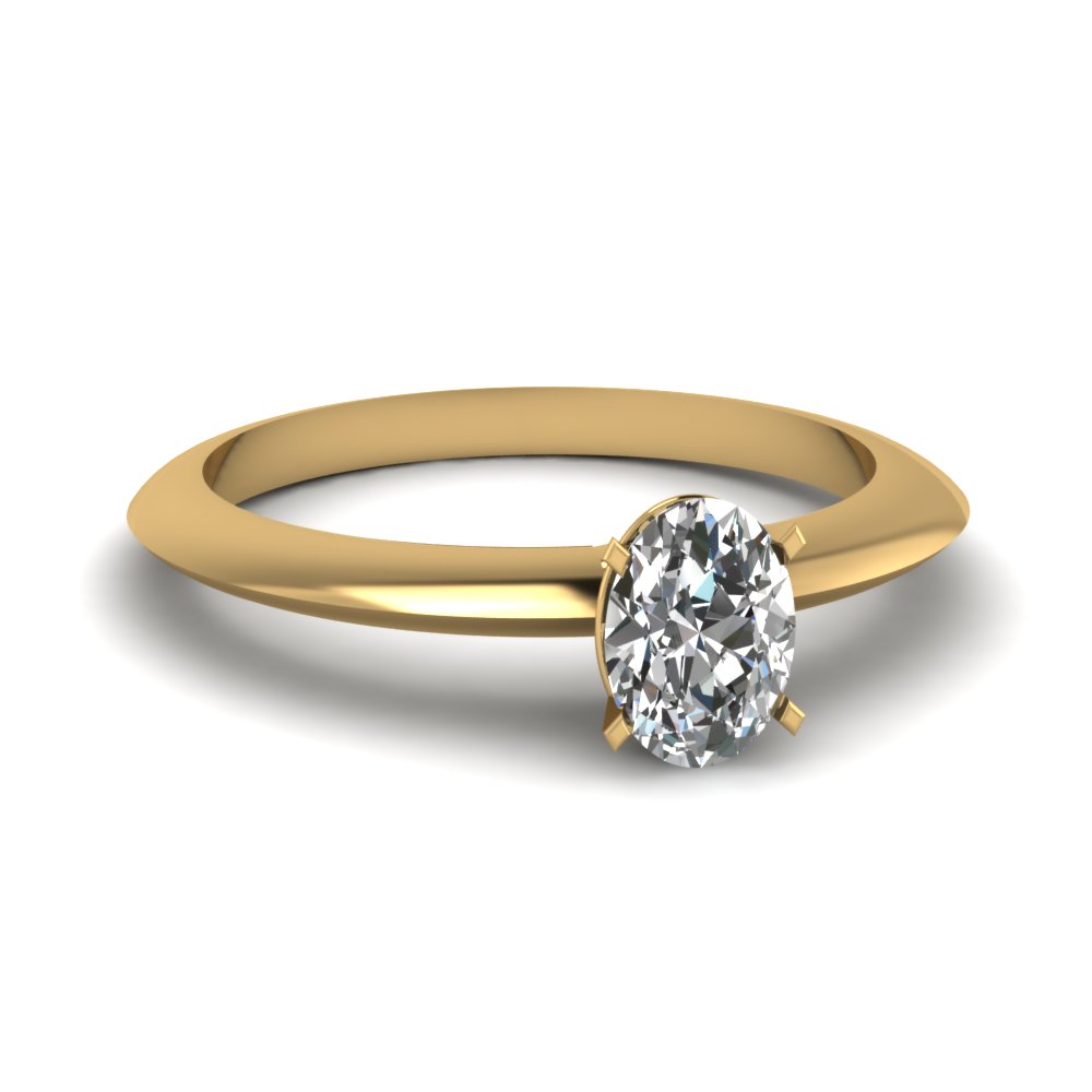 14K Gold Oval Shaped Solitaire Diamond Ring