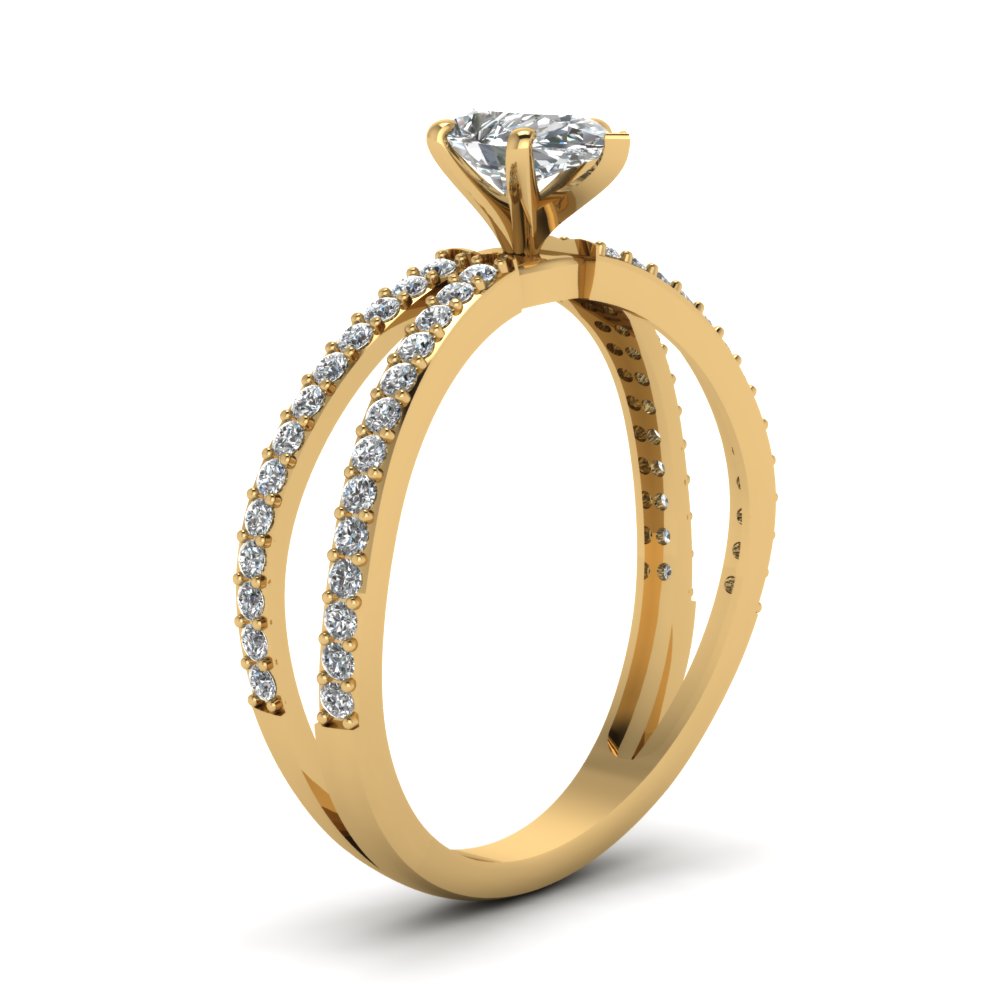 Reverse Split Shank Pear Diamond Engagement Ring In 14K Yellow Gold ...