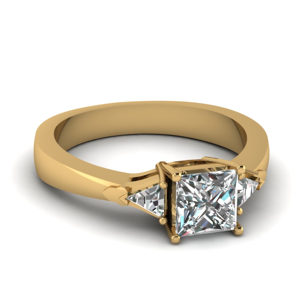 Princess Cut Diamond Ring with Triangles Side Stones