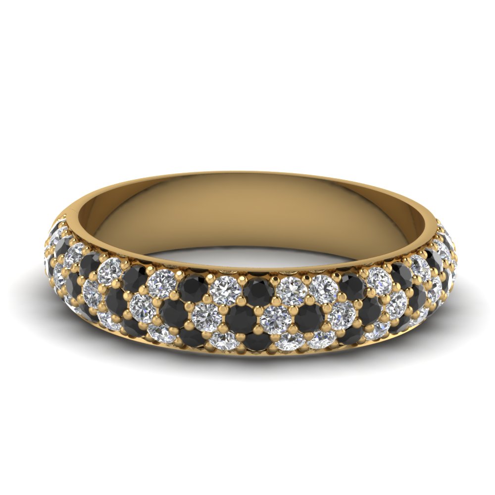 Micro Pave Wedding Band With Black Diamond In 14k Yellow Gold Micro Pave Wedding Band With Black Diamond In Fd121926bgblack Nl Yg