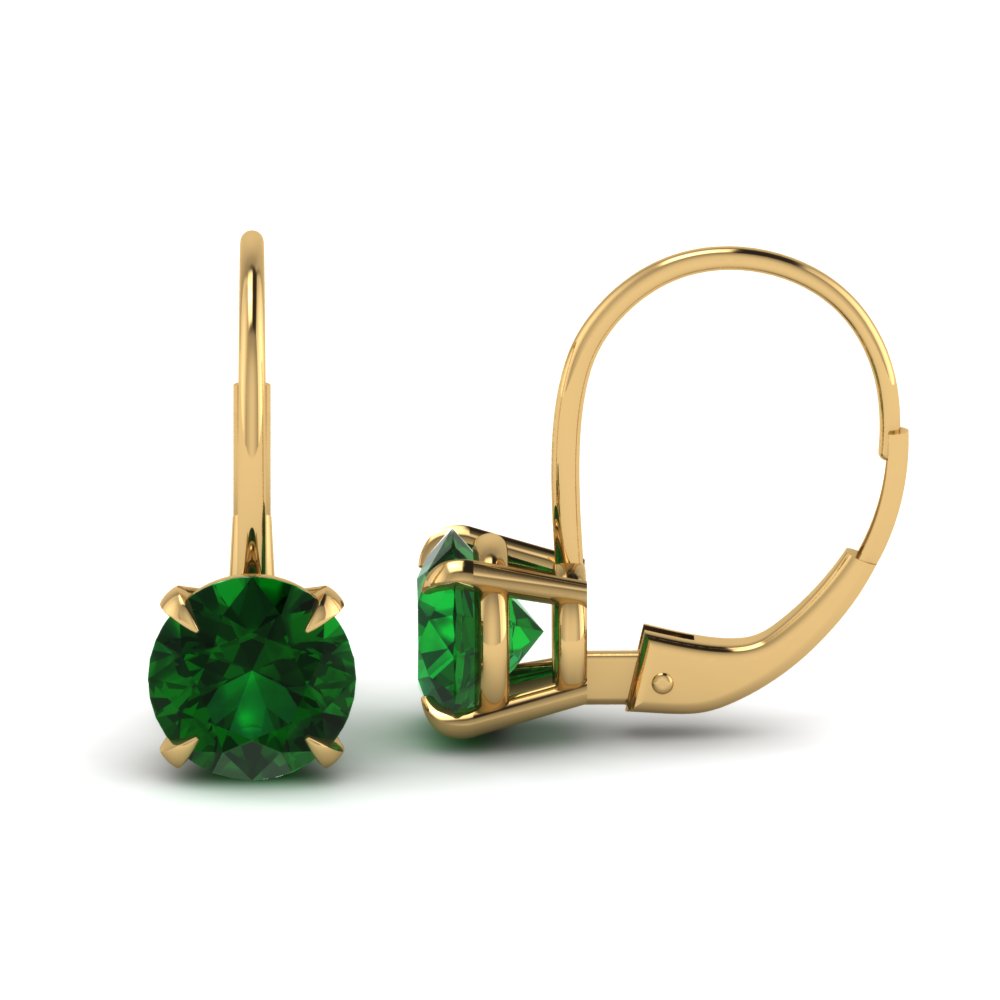 Emerald Leverback Hoop Earring In 14k Yellow Gold Fascinating Diamonds Emerald Leverback Hoop Earring In Fdear61053gemgr Nl Yg