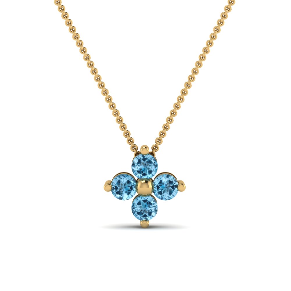 four petal blue topaz pendant in 14K yellow gold FDPD1101GICBLTO NL YG
