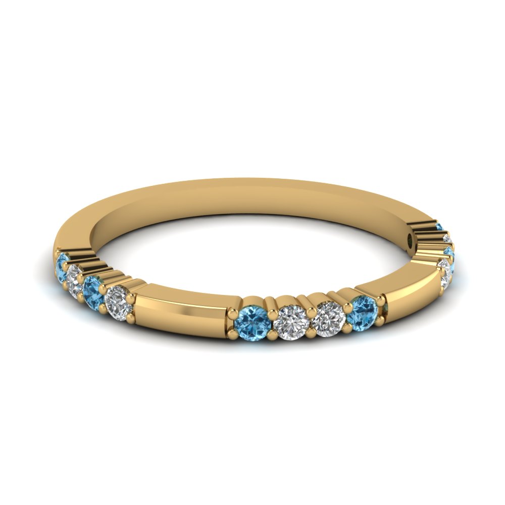 Delicate Diamond And Blue Topaz Wedding Band In 14k Yellow Gold Delicate Diamond And Blue Topaz Wedding Band In Fd67387bgicblto Nl Yg