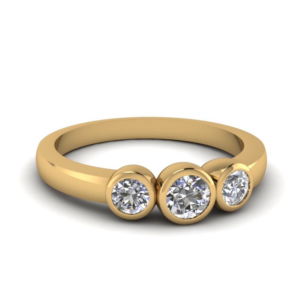 Bezel 3 Stone Diamond Ring