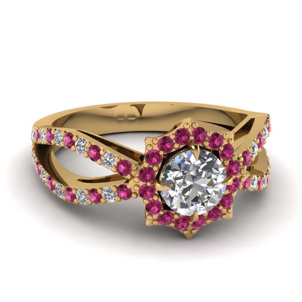 Flower Ring With Round Halo