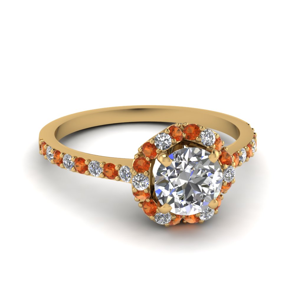 Orange Blossom Floral Diamond Halo Engagement Ring