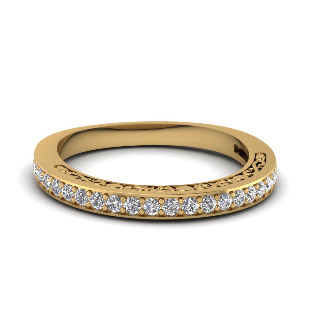 White And Yellow Gold Diamond Wedding Band | White Gold