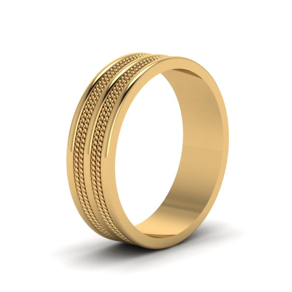 7MM Mens Twisted Wedding Ring In 14K Yellow Gold | Fascinating Diamonds